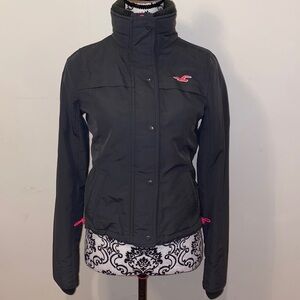 Hollister Women's Utility Jacket in Grey with Pink Accents Size Small